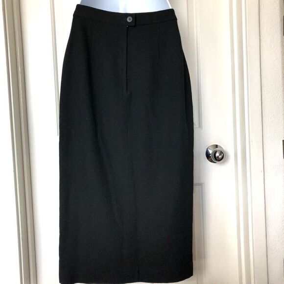 Vintage Jon Tagia Prêt-à-Porter Long Black Wool Front Slit Dress Skirt - Picture 6 of 11
